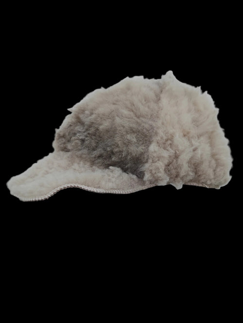 Adjustable shearling cap adult size