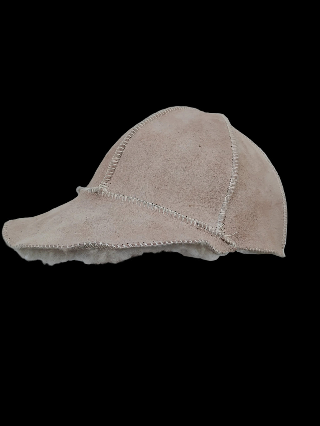 Adjustable shearling cap adult size
