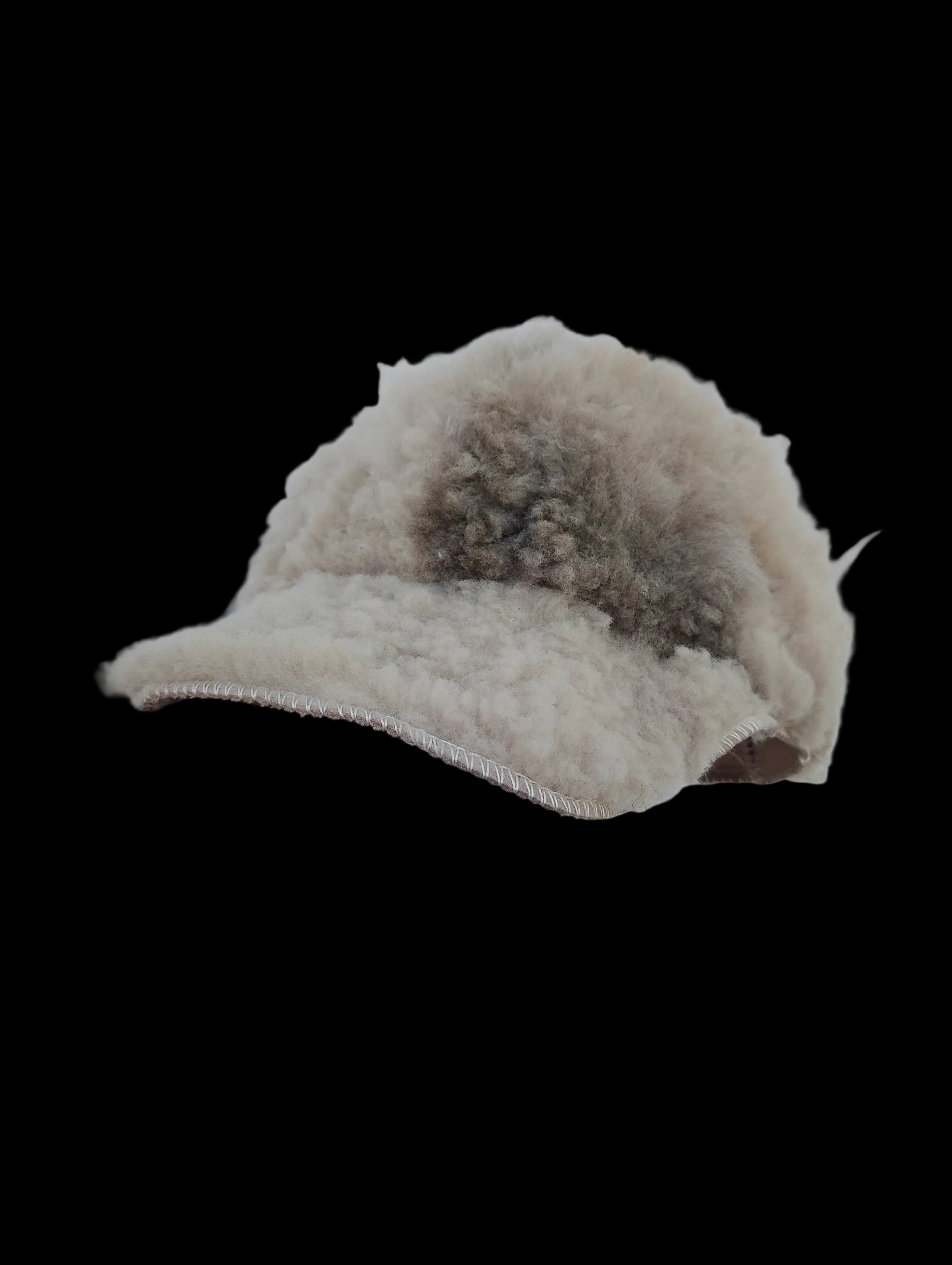 Adjustable shearling cap adult size