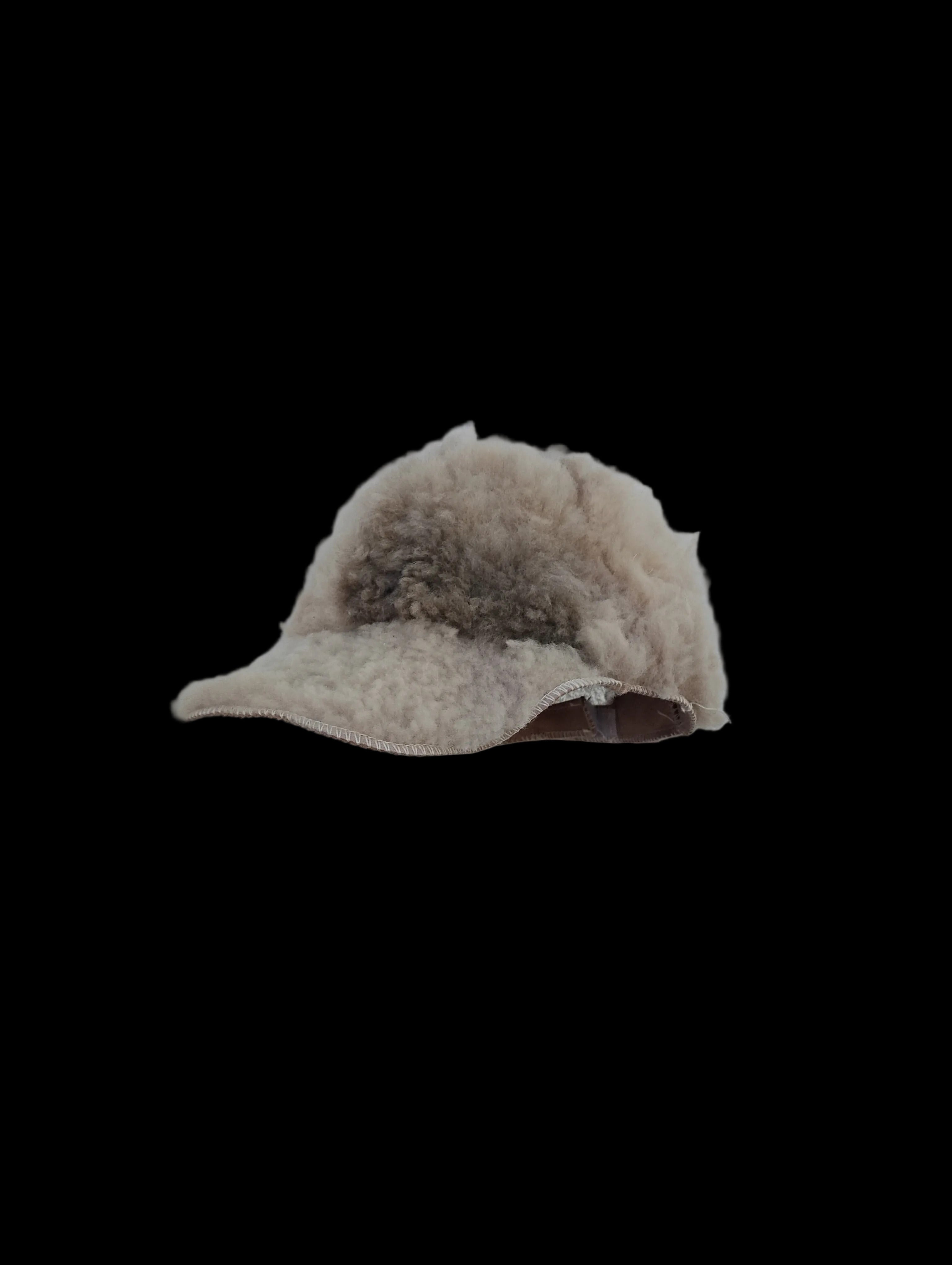 Adjustable shearling cap adult size