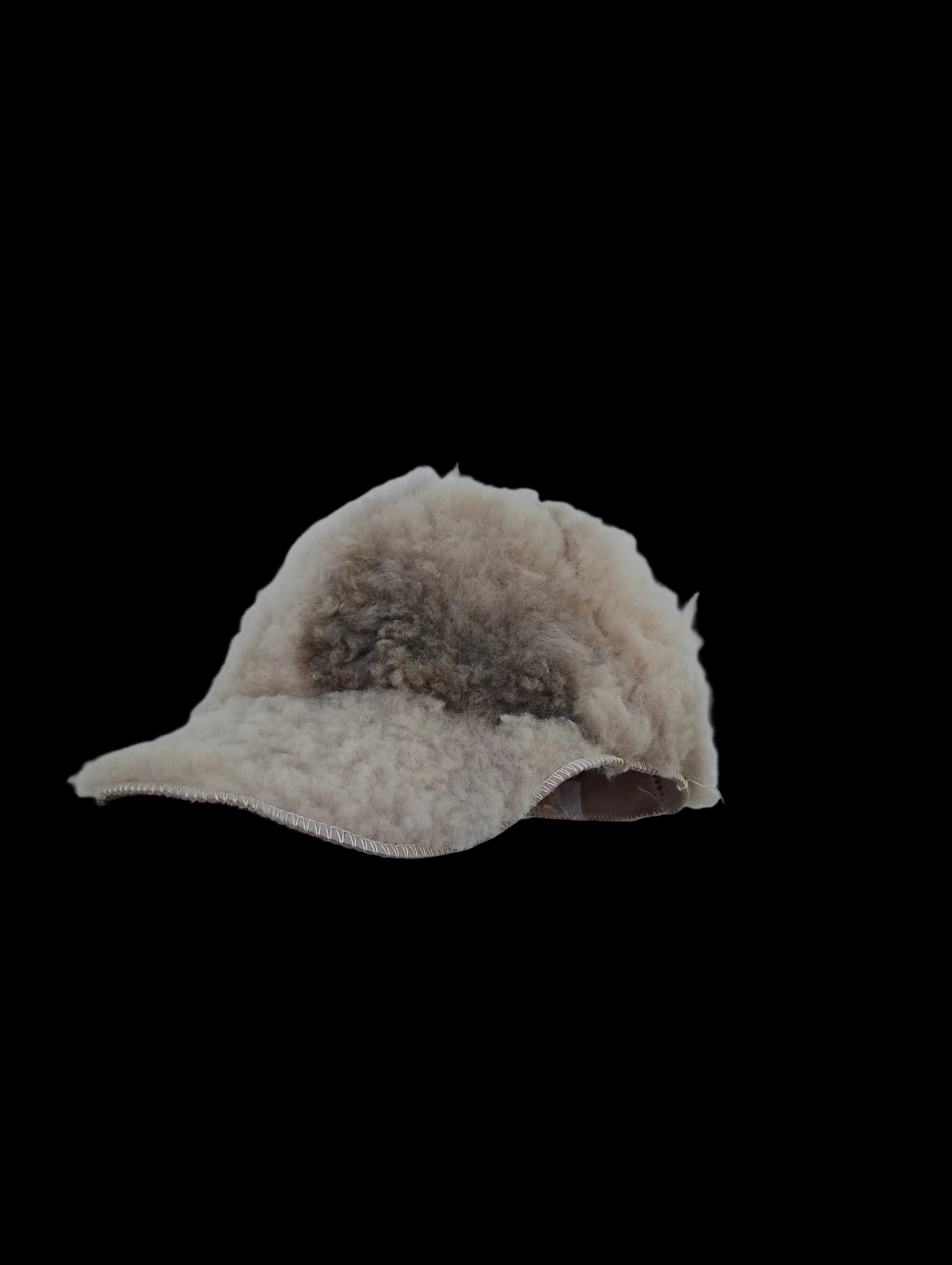 Adjustable shearling cap adult size