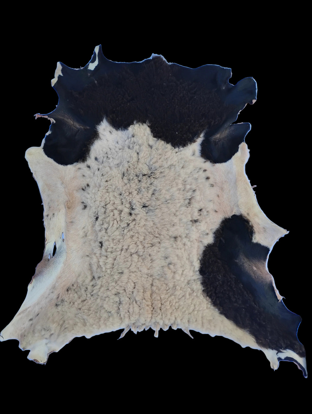 Bark tanned sheepskin 35 x 27 1 inch wool/hair