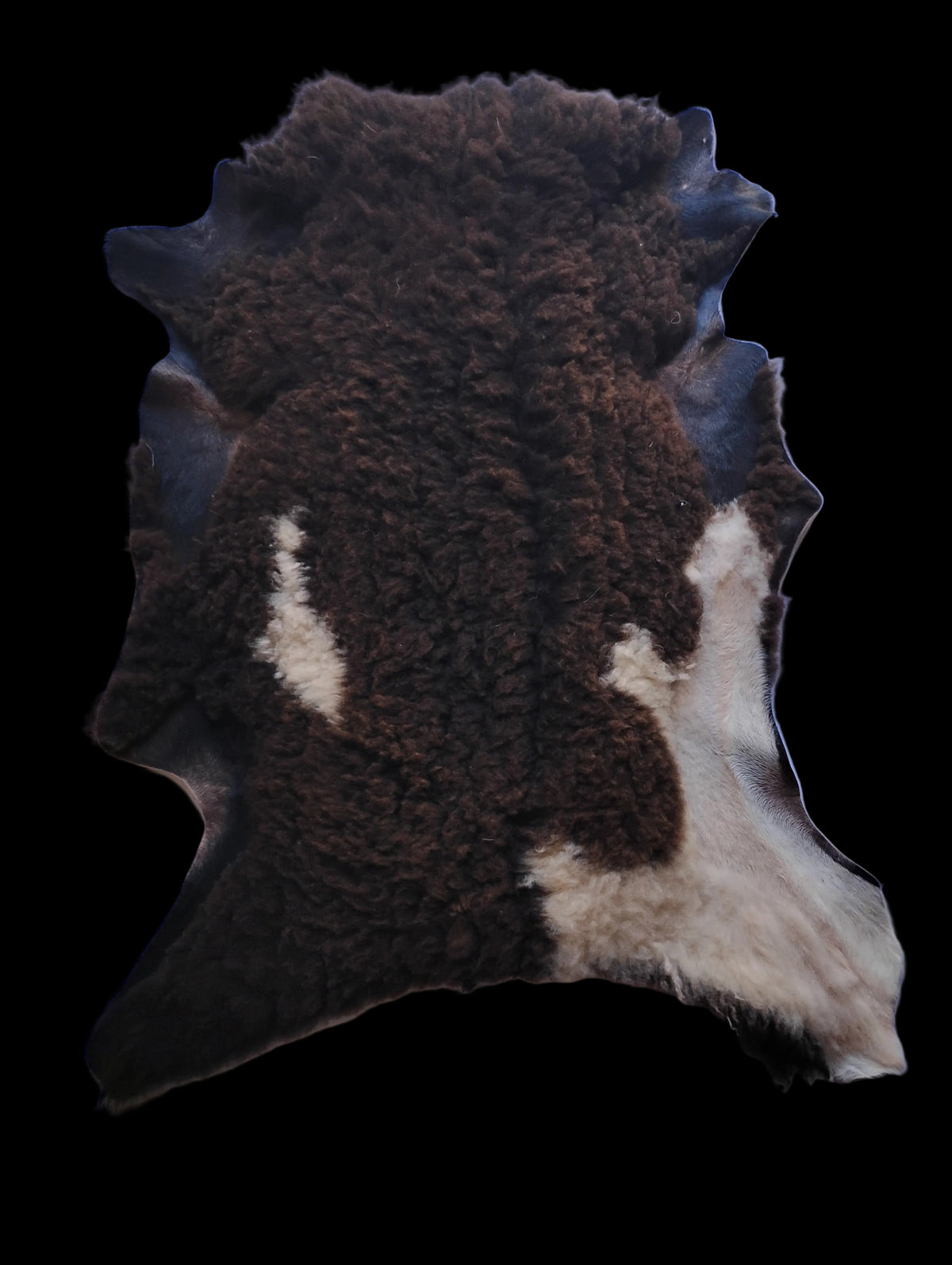 Bark tanned sheepskin 34 x 26 1 inch wool/hair