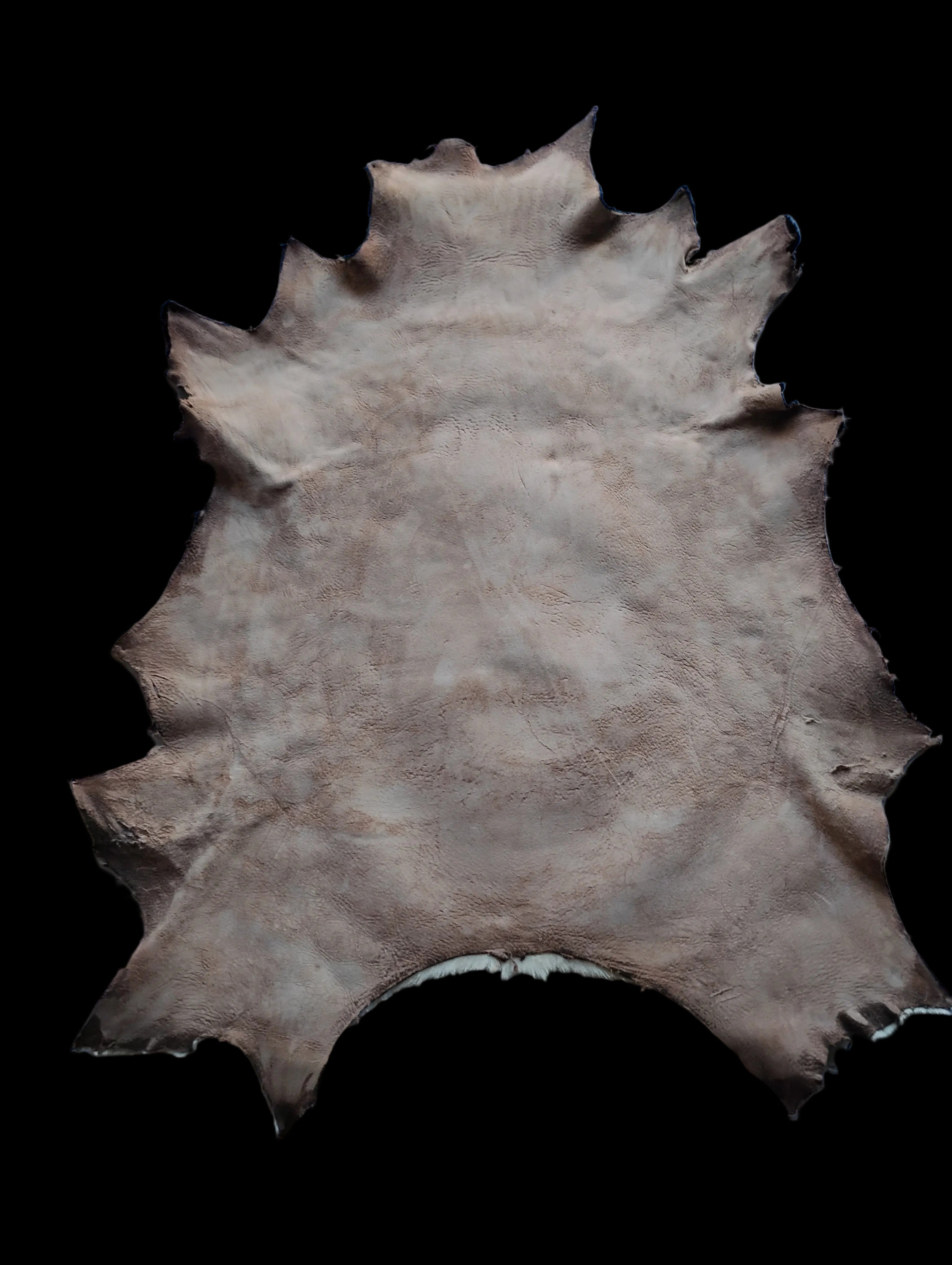 Bark tanned sheepskin 37 x 30 .5 inch wool/hair