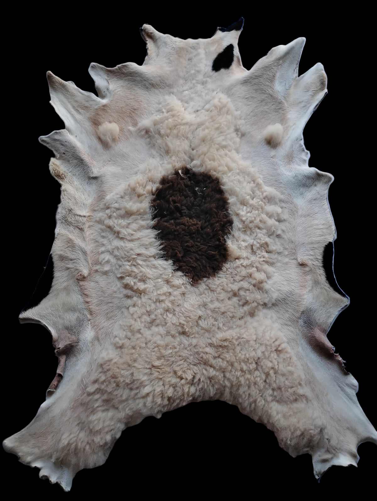 Bark tanned sheepskin 37 x 28 1 inch wool/hair