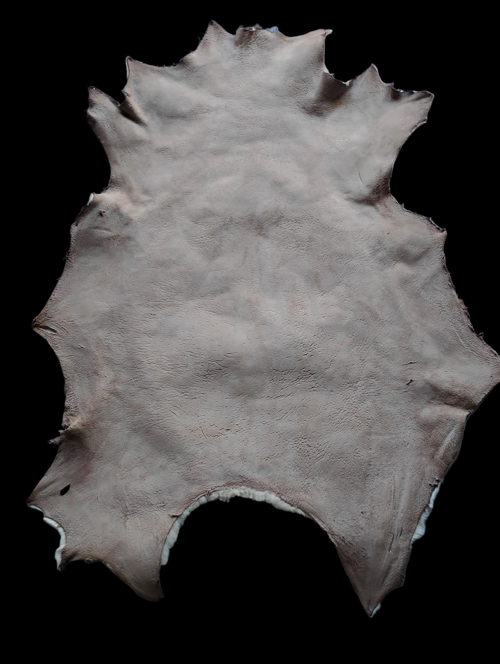 Bark tanned sheepskin 37 x 34 .25 inch wool/hair