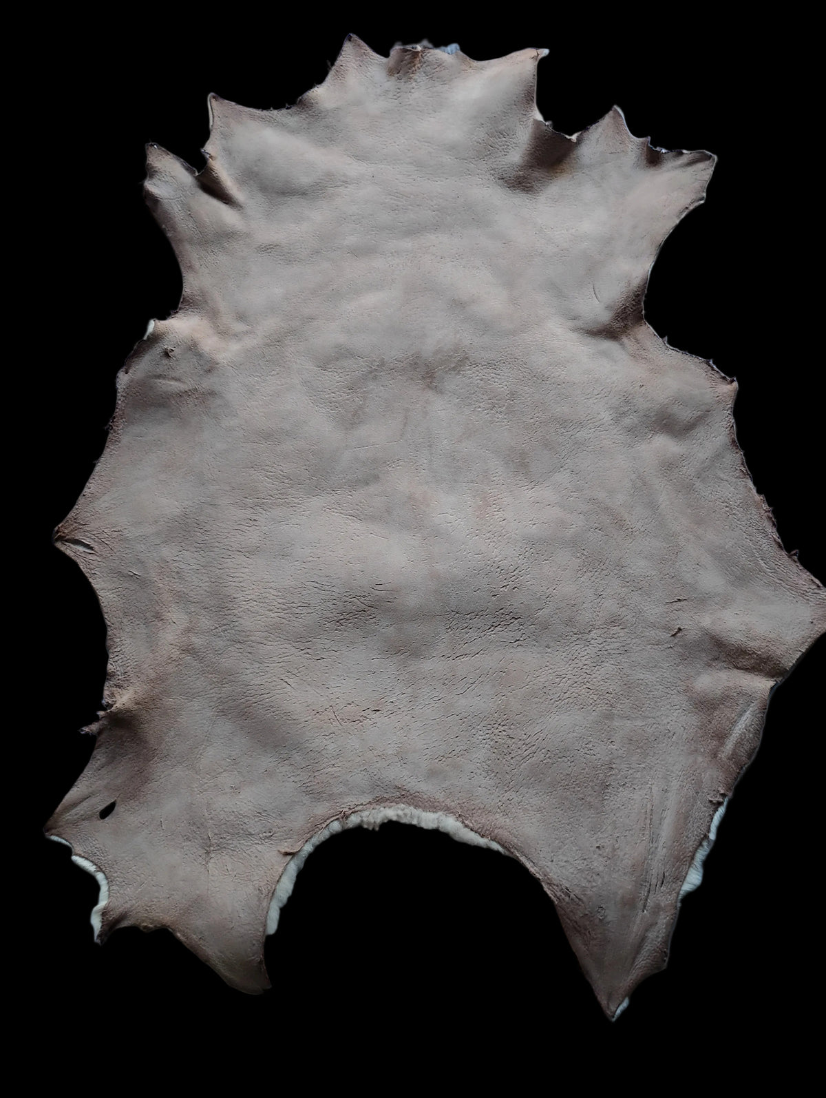 Bark tanned sheepskin 37 x 34 .25 inch wool/hair