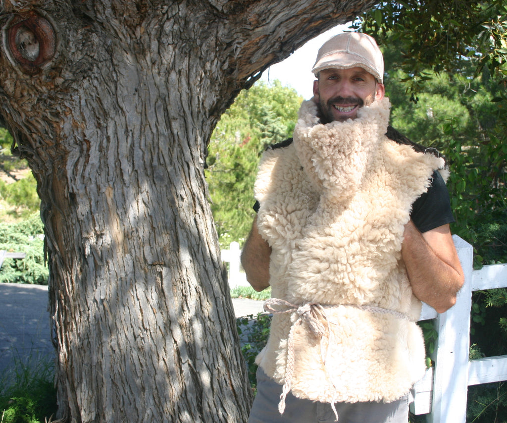 Reversible Bark-Tanned Sheepskin Vest with Collar & Pockets